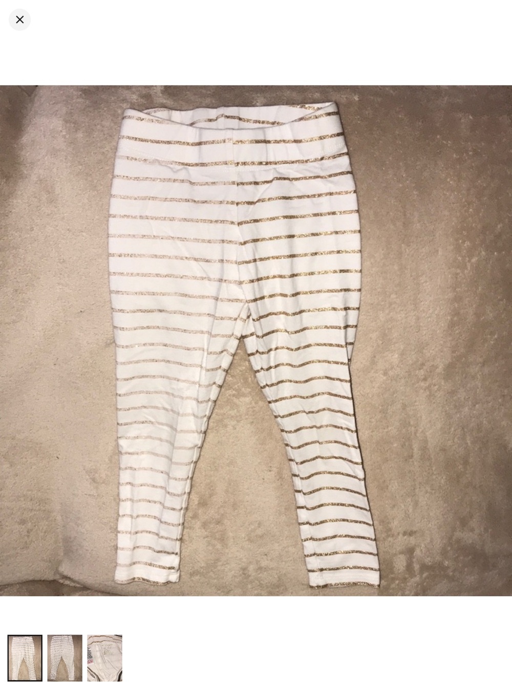 Cynthia Rowley White Leggings with Gold glitter Stripes 3-4 years